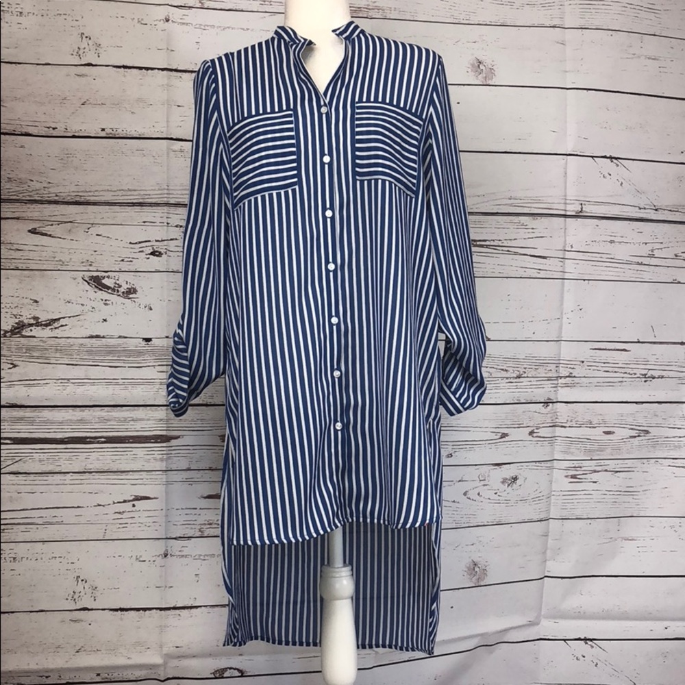 Royal blue and white striped tunic